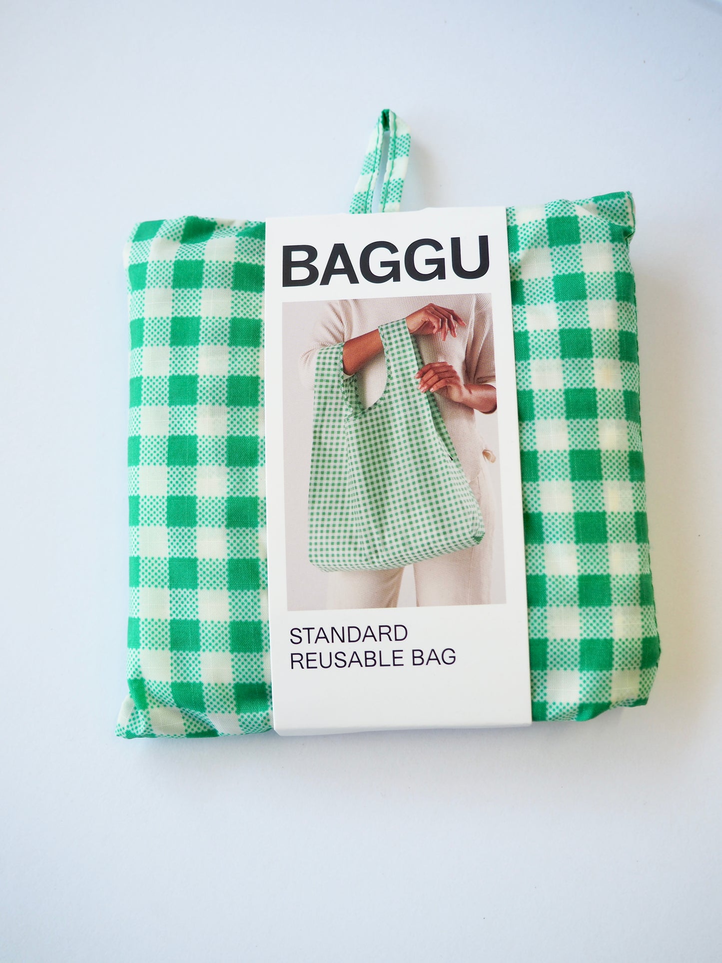 Green Gingham Baggu Reusable Bag